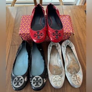 3 Pairs Tory Burch Reva Ballet Flats Size 10 Well Loved
